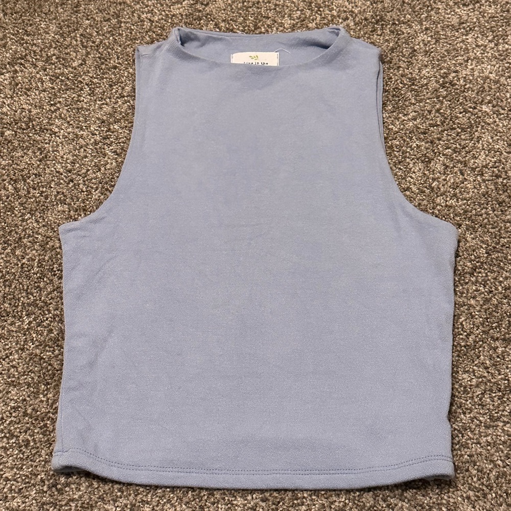 Love In The Moment Casual Crewneck Sleeveless Tank in Dusty Blue